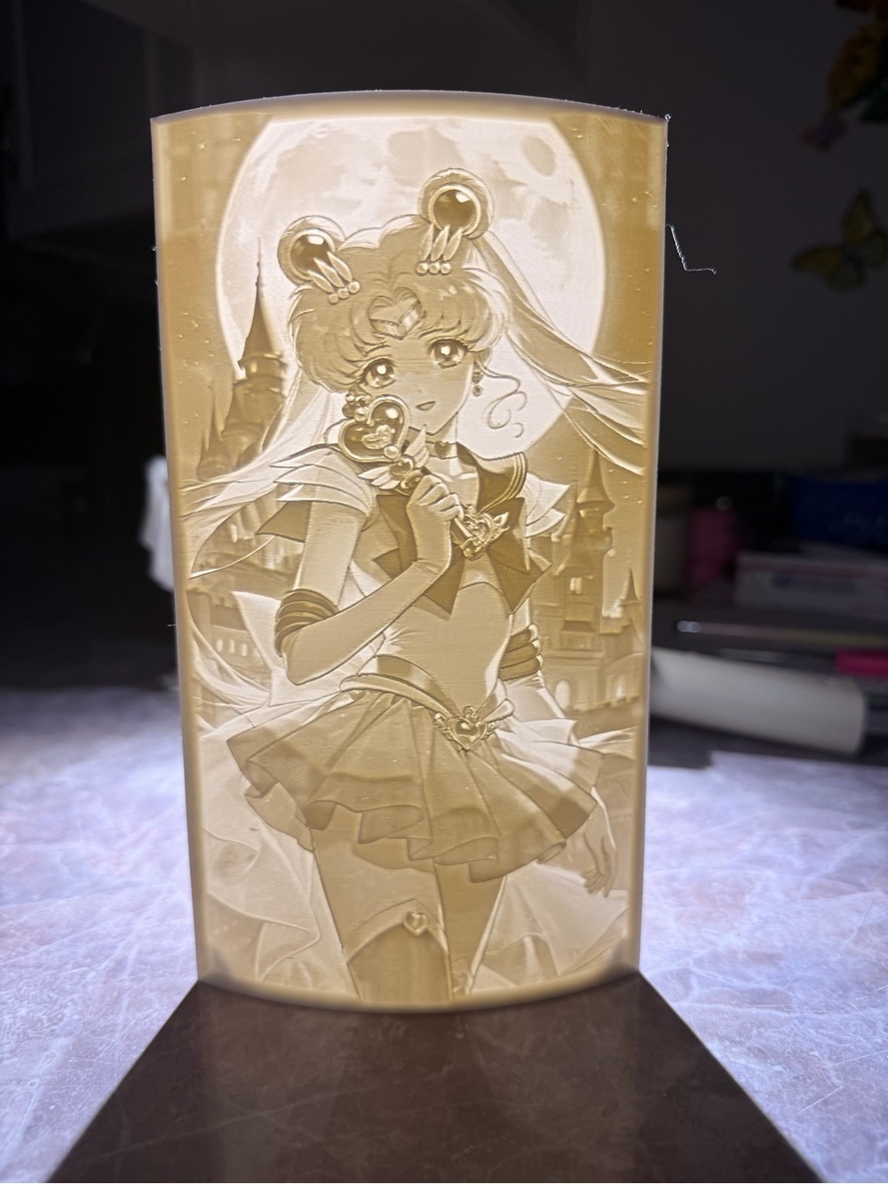Title: Sailor Moon Lithophane Light | 16 Color LED Anime Lamp | 3D Printed